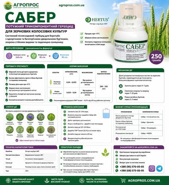 Гербіцид Сабер 0,25 кг &mdash; Нертус 3000545715 фото