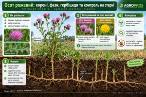 Осот рожевий (Cirsium arvense): корені, фази, гербіциди та контроль на стерні фото