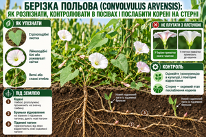 Берізка польова (Convolvulus arvensis): як розпізнати, контролювати в посівах і послабити корені на стерні фото