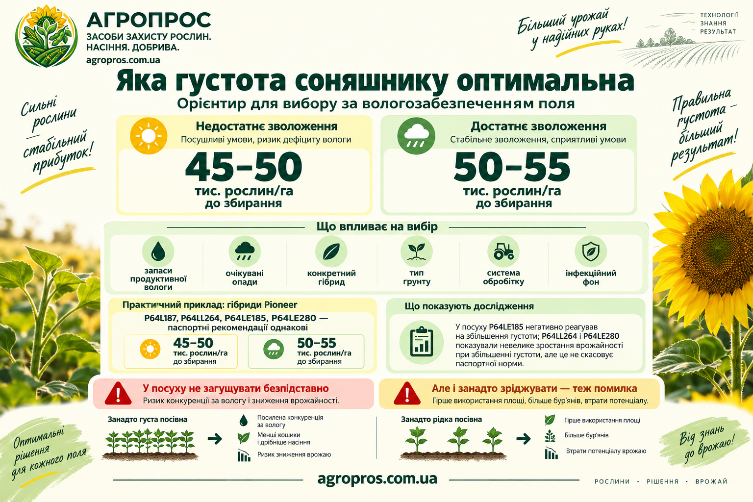 Какая густота подсолнечника оптимальна