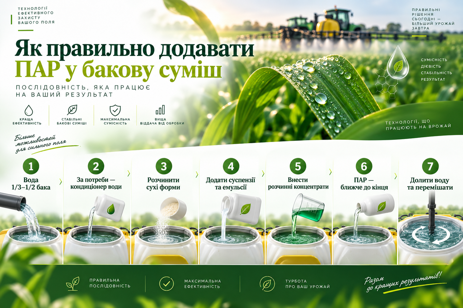 Правильная последовательность добавления ПАВ в баковую смесь