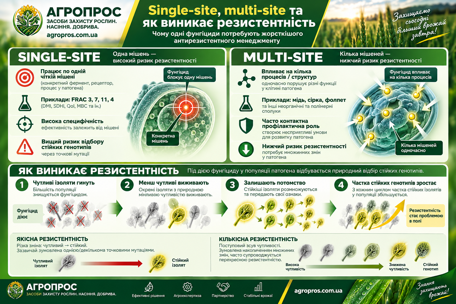 Single-site, multi-site та як виникає резистентність